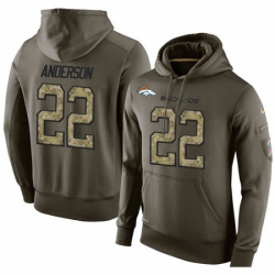 NFL Nike Denver Broncos 22 CJ Anderson Green Salute To Service Mens Pullover Hoodie