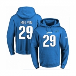 Football Mens Detroit Lions 29 Rashaan Melvin Blue Name Number Pullover Hoodie