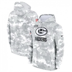 Men Green Bay Packers 2024 Arctic Camo Salute To Service Club Fleece Pullover Stitched Hoodie