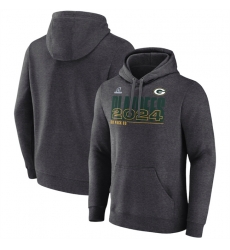 Men Green Bay Packers Heather Charcoal 2024 Playoffs Fleece Pullover Hoodie