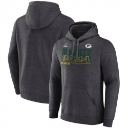 Men Green Bay Packers Heather Charcoal 2024 Playoffs Fleece Pullover Hoodie