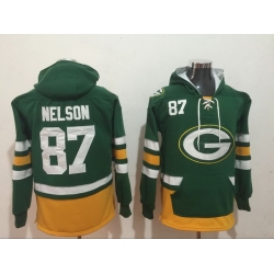 Men Nike Green Bay Packers Jordy Nelson 87 NFL Winter Thick Hoodie