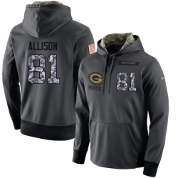 NFL Mens Nike Green Bay Packers 81 Geronimo Allison Stitched Black Anthracite Salute to Service Player Performance Hoodie