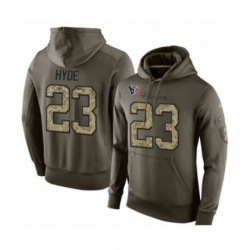 Football Mens Houston Texans 23 Carlos Hyde Green Salute To Service Pullover Hoodie