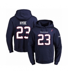 Football Mens Houston Texans 23 Carlos Hyde Navy Blue Name Number Pullover Hoodie