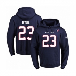 Football Mens Houston Texans 23 Carlos Hyde Navy Blue Name Number Pullover Hoodie