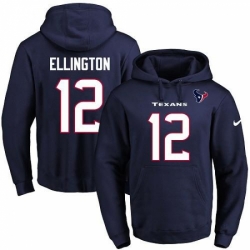 NFL Mens Nike Houston Texans 12 Bruce Ellington Navy Blue Name Number Pullover Hoodie