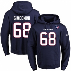 NFL Mens Nike Houston Texans 68 Breno Giacomini Navy Blue Name Number Pullover Hoodie