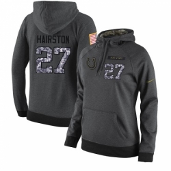 NFL Womens Nike Indianapolis Colts 27 Nate Hairston Stitched Black Anthracite Salute to Service Player Performance Hoodie