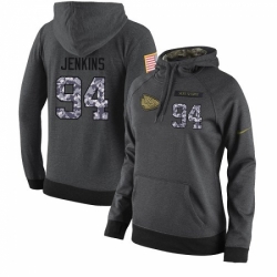 NFL Womens Nike Kansas City Chiefs 94 Jarvis Jenkins Stitched Black Anthracite Salute to Service Player Performance Hoodie