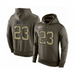 Football Mens Kansas City Chiefs 23 Armani Watts Green Salute To Service Pullover Hoodie