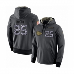 Football Mens Kansas City Chiefs 25 LeSean McCoy Stitched Black Anthracite Salute to Service Player Performance Hoodie