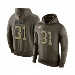 Football Mens Kansas City Chiefs 31 Darrel Williams Green Salute To Service Pullover Hoodie