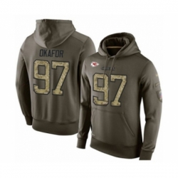 Football Mens Kansas City Chiefs 97 Alex Okafor Green Salute To Service Pullover Hoodie