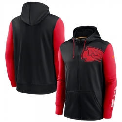 Men Kansas City Chiefs Black Red Fan Gear Mascot Performance Full Zip Hoodie