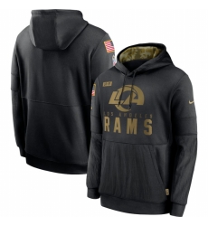 Men Los Angeles Rams Nike 2020 Salute to Service Sideline Performance Pullover Hoodie Black