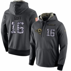 NFL Mens Nike Los Angeles Rams 16 Jared Goff Stitched Black Anthracite Salute to Service Player Performance Hoodie