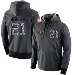 NFL Mens Nike Los Angeles Rams 21 Kayvon Webster Stitched Black Anthracite Salute to Service Player Performance Hoodie