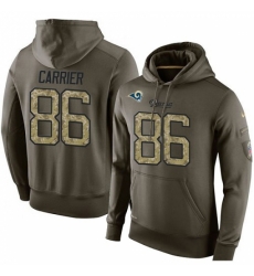 NFL Nike Los Angeles Rams 86 Derek Carrier Green Salute To Service Mens Pullover Hoodie