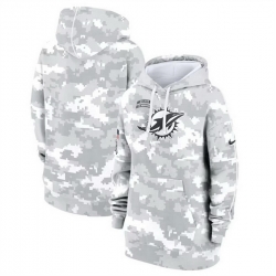 Women Miami Dolphins 2024 Arctic Camo Salute To Service Club Fleece Pullover Hoodie