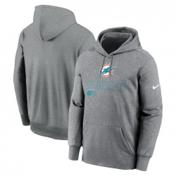 Men Nike Heather Gray Miami Dolphins Performance Pullover Hoodie