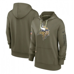 Women Minnesota Vikings 2022 Olive Salute To Service Therma Performance Pullover Hoodie