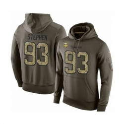 Football Mens Minnesota Vikings 93 Shamar Stephen Green Salute To Service Pullover Hoodie