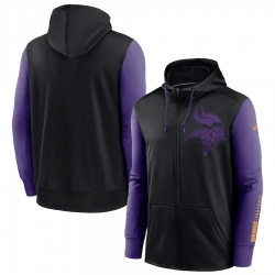 Men Minnesota Vikings Black Purple Fan Gear Mascot Performance Full Zip Hoodie