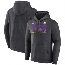 Men Minnesota Vikings Heather Charcoal 2024 Playoffs Pullover Hoodie