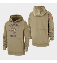 Mens Minnesota Vikings Tan 2019 Salute to Service Sideline Therma Pullover Hoodie