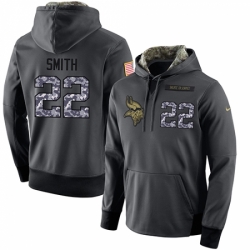 NFL Mens Nike Minnesota Vikings 22 Harrison Smith Stitched Black Anthracite Salute to Service Player Performance Hoodie