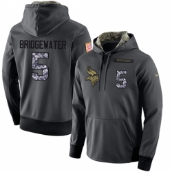 NFL Mens Nike Minnesota Vikings 5 Teddy Bridgewater Stitched Black Anthracite Salute to Service Player Performance Hoodie