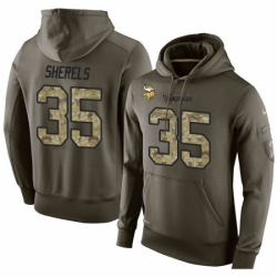 NFL Nike Minnesota Vikings 35 Marcus Sherels Green Salute To Service Mens Pullover Hoodie