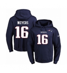 Football Mens New England Patriots 16 Jakobi Meyers Navy Blue Name Number Pullover Hoodie