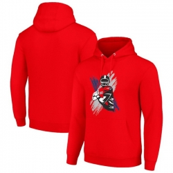 Men Starter Red New England Patriots Player X Fleece Pullover Hoodie