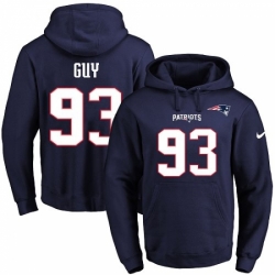 NFL Mens Nike New England Patriots 93 Lawrence Guy Navy Blue Name Number Pullover Hoodie