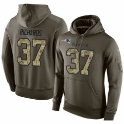 NFL Nike New England Patriots 37 Jordan Richards Green Salute To Service Mens Pullover Hoodie