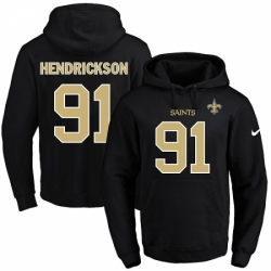 NFL Mens Nike New Orleans Saints 91 Trey Hendrickson Black Name Number Pullover Hoodie