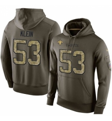 NFL Nike New Orleans Saints 53 AJ Klein Green Salute To Service Mens Pullover Hoodie