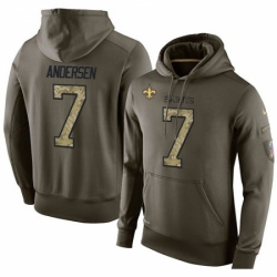 NFL Nike New Orleans Saints 7 Morten Andersen Green Salute To Service Mens Pullover Hoodie