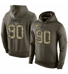 NFL Nike New Orleans Saints 90 Nick Fairley Green Salute To Service Mens Pullover Hoodie