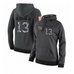 NFL Womens Nike New York Giants 13 Odell Beckham Jr Stitched Black Anthracite Salute to Service Player Performance Hoodie