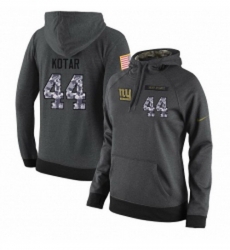 NFL Womens Nike New York Giants 44 Doug Kotar Stitched Black Anthracite Salute to Service Player Performance Hoodie