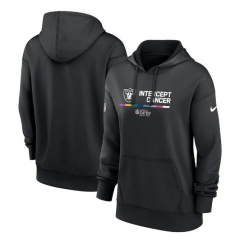 Women Las Vegas Raiders 2022 Black NFL Crucial Catch Therma Performance Pullover Hoodie