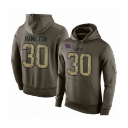 Football Mens New York Giants 30 Antonio Hamilton Green Salute To Service Pullover Hoodie