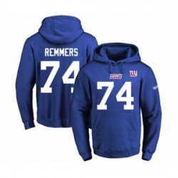 Football Mens New York Giants 74 Mike Remmers Royal Blue Name Number Pullover Hoodie