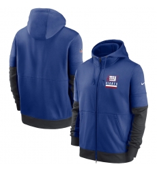 Men New York Giants New 2020 Nike Royal Black Fan Gear Mascot Performance Full Zip Hoodie