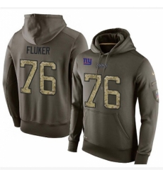 NFL Nike New York Giants 76 DJ Fluker Green Salute To Service Mens Pullover Hoodie