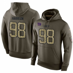 NFL Nike New York Giants 98 Damon Harrison Green Salute To Service Mens Pullover Hoodie