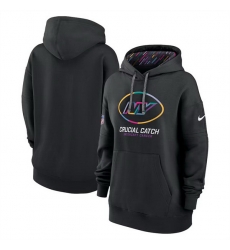 Women New York Jets Black 2024 Crucial Catch Club Pullover Hoodie